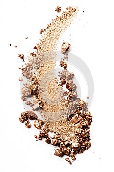 Crushed eyeshadow isolated on white background