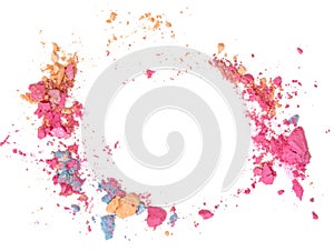 Crushed eyeshadow on white background (flame design).