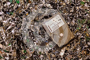 Crushed hard drives photo