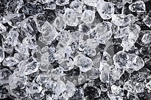 Crushed ice background, top view