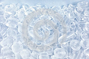 Crushed ice in front of the white background