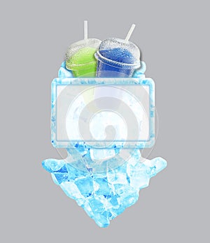 Crushed ice fruit refreshment arrow banner