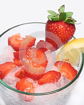 crushed ice of strawberries