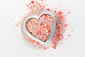 Crushed Peppermint Candy in a Heart Shape