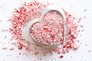 Crushed Peppermint Candy in a Heart Shape