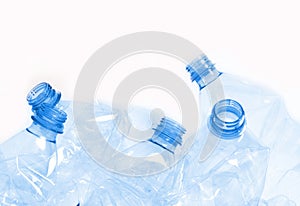 Crushed plastic bottles. plastic polution concept