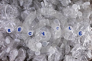 Crushed plastic pet bottles for recycling