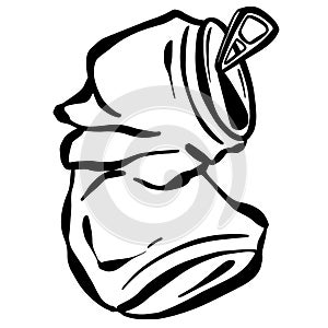 Crushed Soda Cola Tin or Aluminium Can Cartoon Logo Mascot photo
