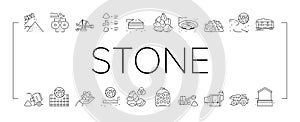 Crushed Stone Mining Collection Icons Set Vector .