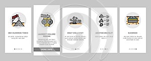 Crushed Stone Mining Onboarding Icons Set Vector