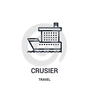 crusier icon vector from travel collection. Thin line crusier outline icon vector illustration. Linear symbol for use on web and