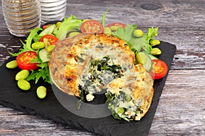 Crustless Spinach And Kale Quiche With Salad