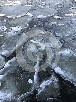 Crusts of gray melted ice photo