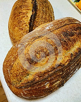 crusty bread, artisan bread with a crispy crust, fresh bread, flour and cereal products