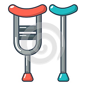 Crutch icon, cartoon style.