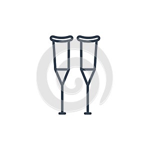 Crutch vector icon. Broken leg flat isolated icon rehabilitation line crutch