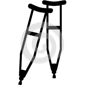 Crutches. Axillary crutch icon. Medical tool for people with disabilities and help after injury. Sign for web page, mobile app, bu photo