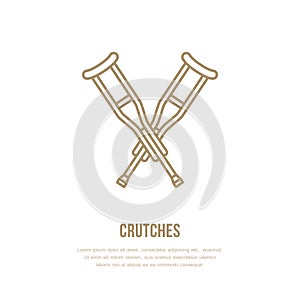 Crutches line icon. Vector logo for rehabilitation equipment store photo