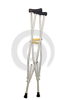 Crutches made from aluminum, isolated on white background
