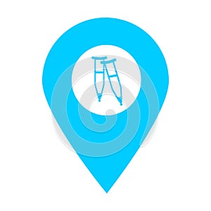 Crutches store location map pin pointer icon. Element of map point for mobile concept and web apps. Icon for website design and ap