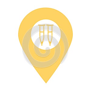 Crutches store location map pin pointer icon. Element of map point for mobile concept and web apps. Icon for website design and ap