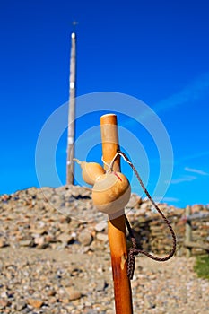 Cruz de Ferro at Saint James Way pilgrim staff photo