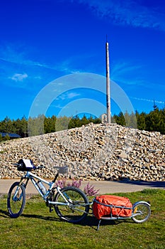 Cruz de Ferro top at Saint James Way Leon bikes