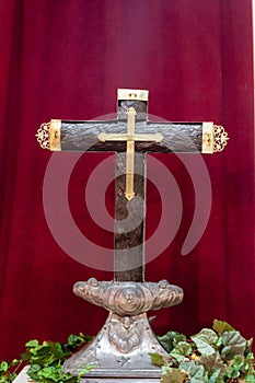 Cruz de la Parra, wooden cross erected by Columbus. Located in the cathedral of Baracoa, Cub photo