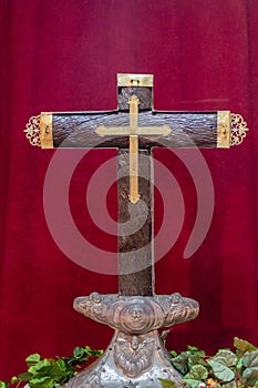 Cruz de la Parra, wooden cross erected by Columbus. Located in the cathedral of Baracoa, Cub photo