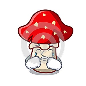 Crying amanita mushroom mascot cartoon