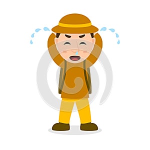 Crying Archeologist Cartoon Character photo