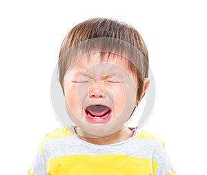 Crying asian baby girl