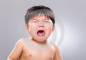 Crying asian baby