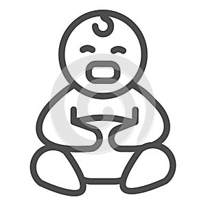 Crying baby line icon, children emotions concept, crying infant boy vector sign on white background, Sad kid icon in