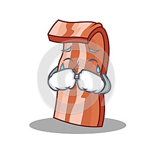 Crying bacon mascot cartoon style