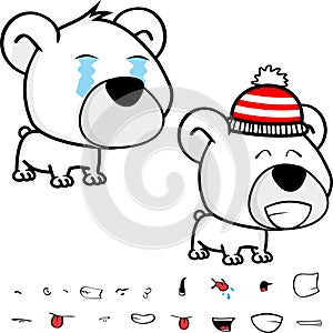 Crying big head baby polar bear cartoon expressions collection set