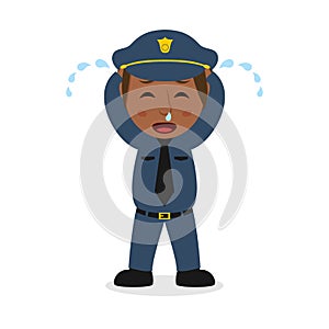 Crying Black Policewoman Character