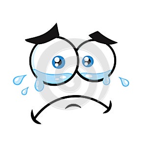 Crying Cartoon Funny Face With Tears And Expression