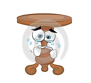 Crying cartoon illustration of antique round table