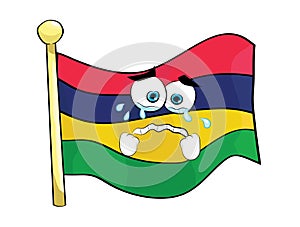 Crying cartoon illustration of Mauritius flag
