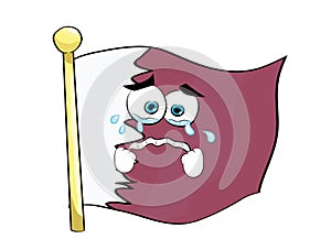 Crying cartoon illustration of Qatar flag