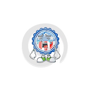 A crying circle badges USA with star mascot design style