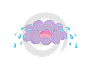 Crying cloud on white background. Rain concept.