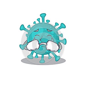 A Crying corona zygote virus cartoon mascot design style