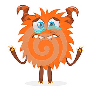 Happy cartoon monster. Halloween vector illustration of funny monster creature