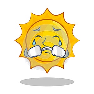 Crying cute sun character cartoon
