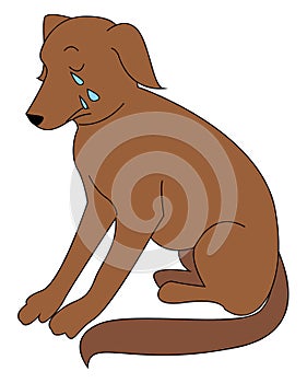 Crying dog, illustration, vector