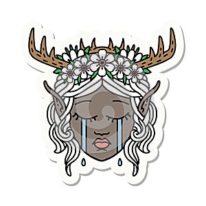 crying elf druid character face sticker