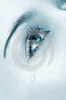 Crying eye, blue highkey version