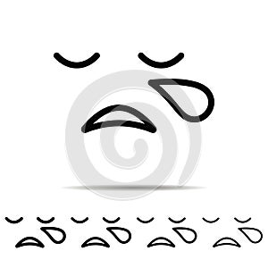 Crying, face different shapes icon. Simple thin line, outline vector of emotion icons for UI and UX, website or mobile application